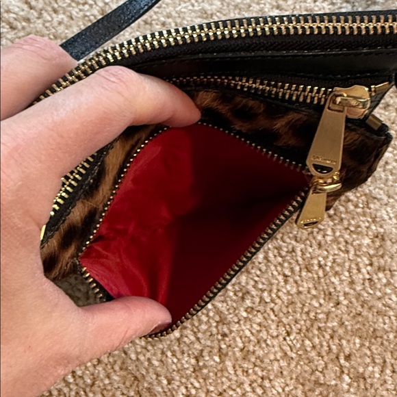 Brahmin leopard black croc gold crossbody bag calf hair leather handbag bag - Picture 6 of 8